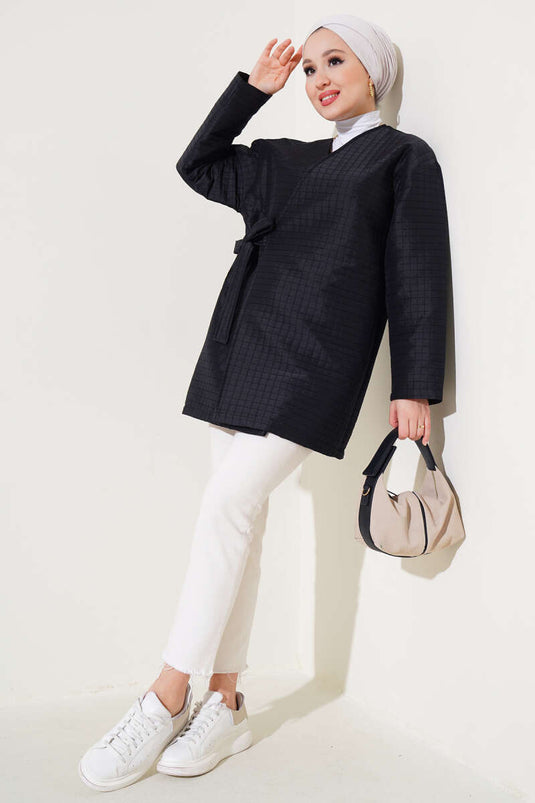 Kimono Matelassé Noué Sur Le Côté Noir