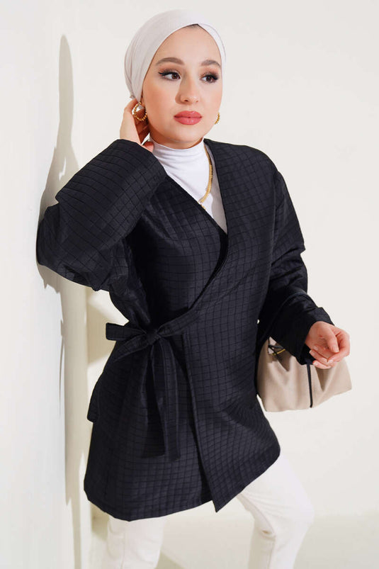 Kimono Matelassé Noué Sur Le Côté Noir