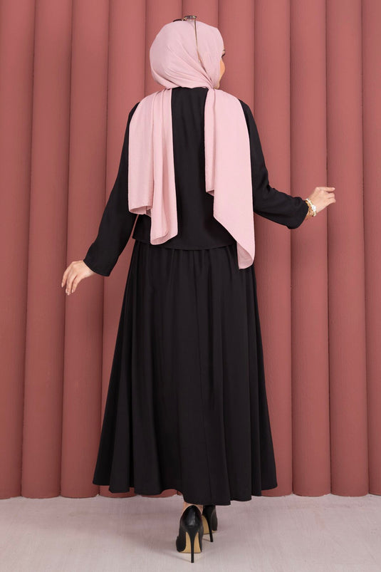 Ensemble deux pièces jupe kimono à nouer sur le côté noir