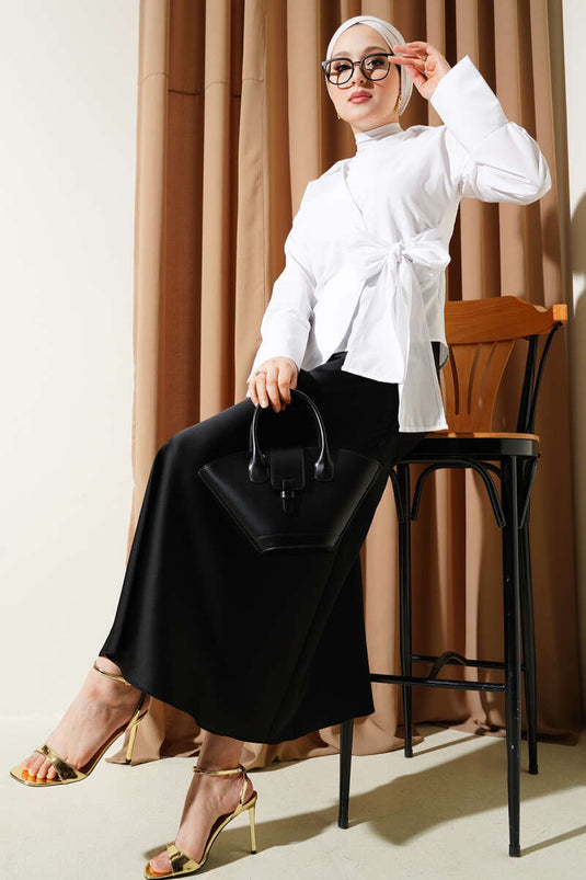 Chemise blanche courte à nouer sur le côté