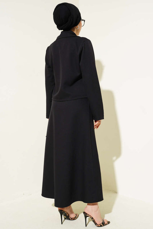 Ensemble veste croisée à revers et lien latéral noir