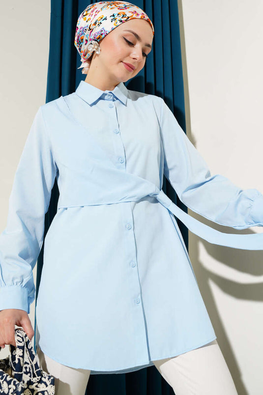 Túnica con lazo lateral azul bebé