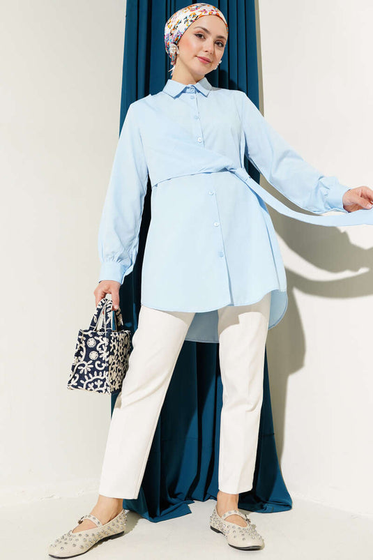 Túnica con lazo lateral azul bebé