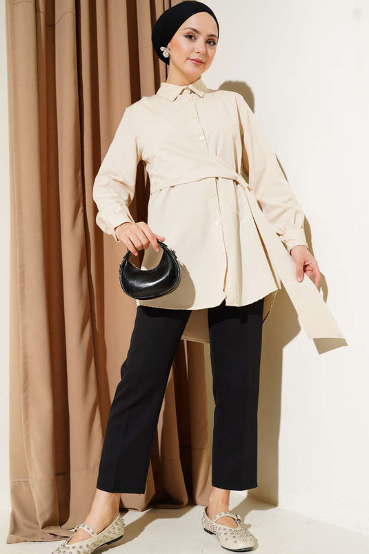 Side Tie Tunic Beige