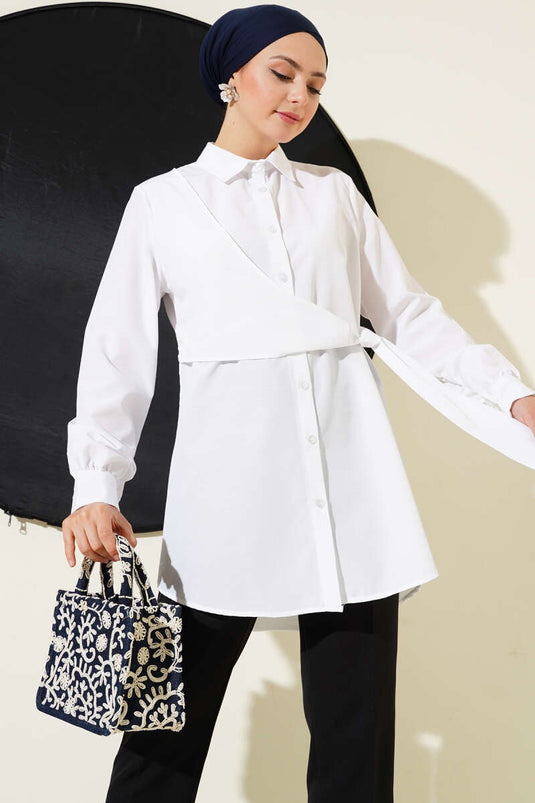 Side Tie Tunic White