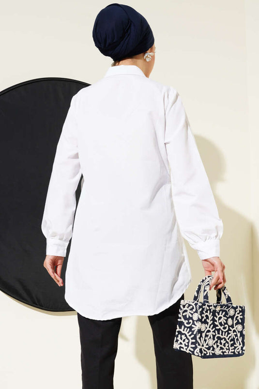 Side Tie Tunic White