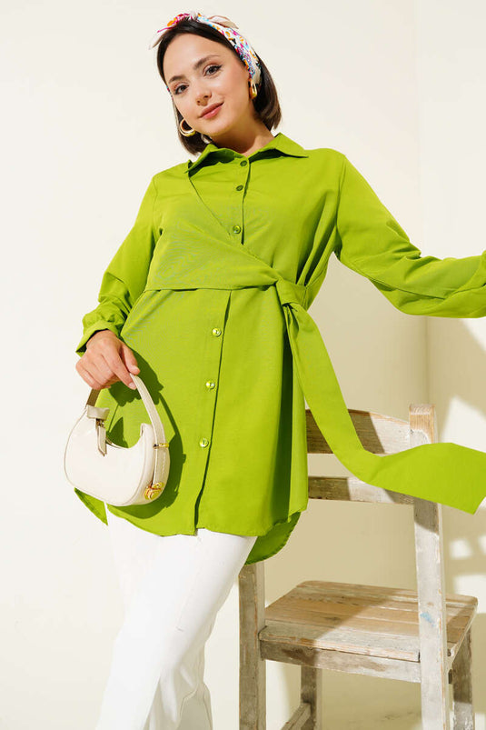 Side Tie Tunic Pistachio Green