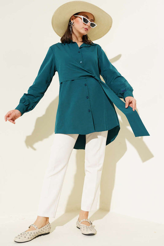 Side Tie Tunic Petrol