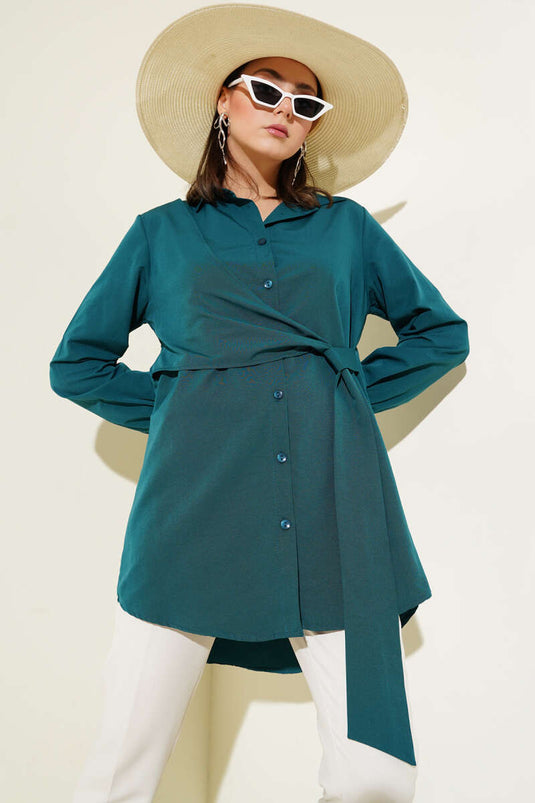 Side Tie Tunic Petrol