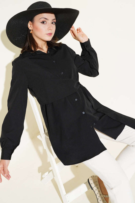 تونيك برباط جانبي أسود