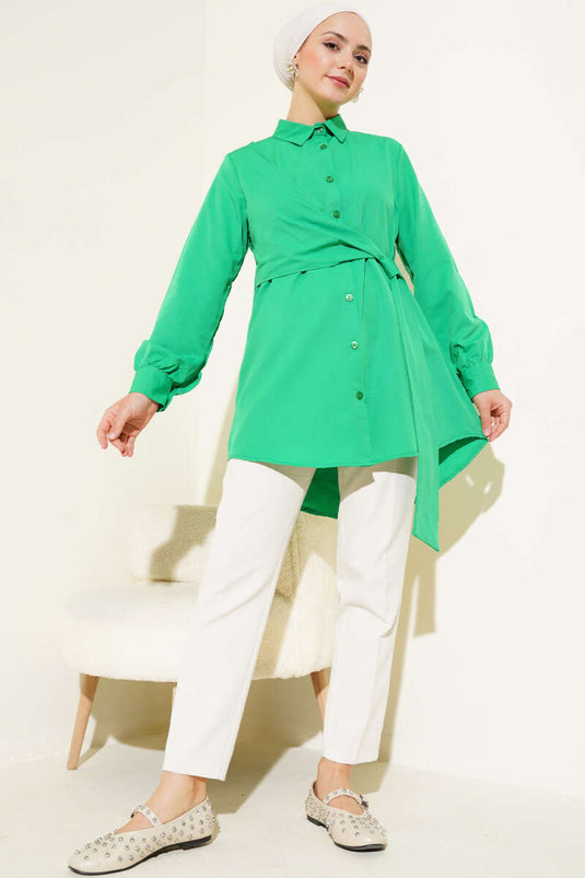 Side Tie Tunic Green
