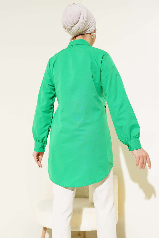 Side Tie Tunic Green