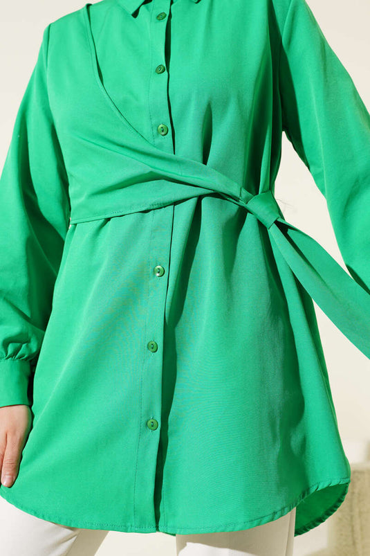Side Tie Tunic Green