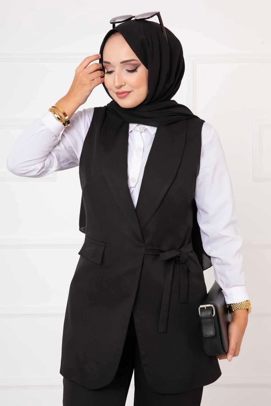 Ensemble gilet à nouer sur le côté noir