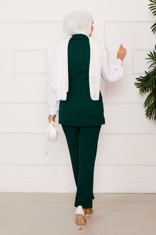 طقم سترة برباط جانبي زمرد