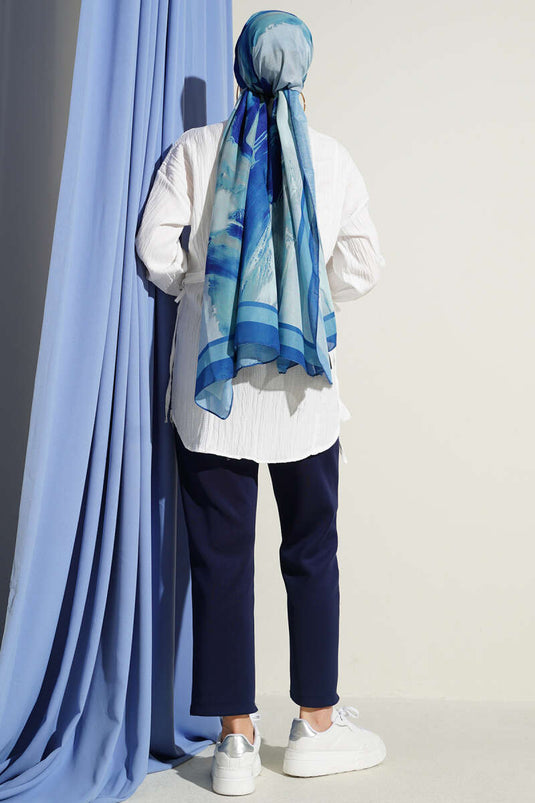 Chemise froncée sur le côté en crêpe écru