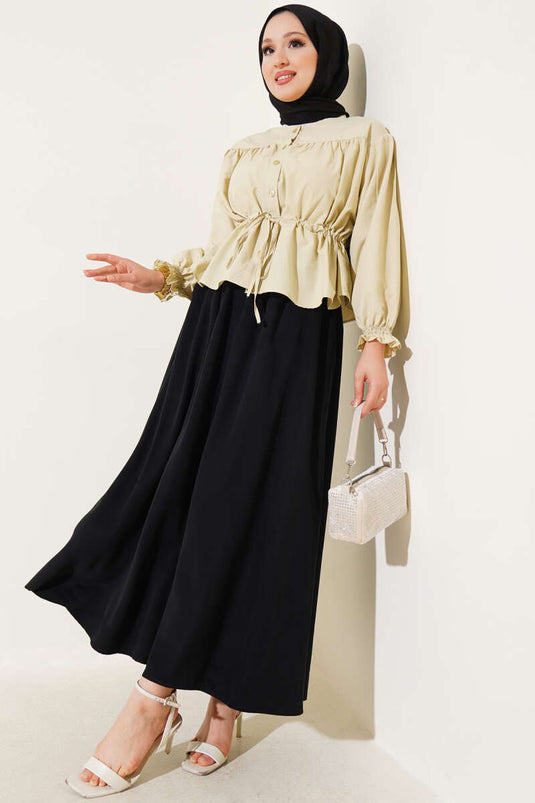 Yandan Cepli Basic Etek Siyah