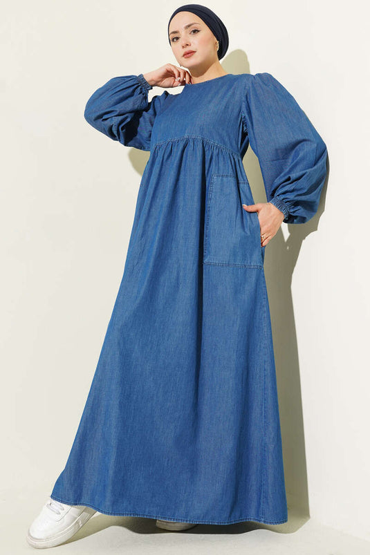 فستان جينز بجيب جانبي