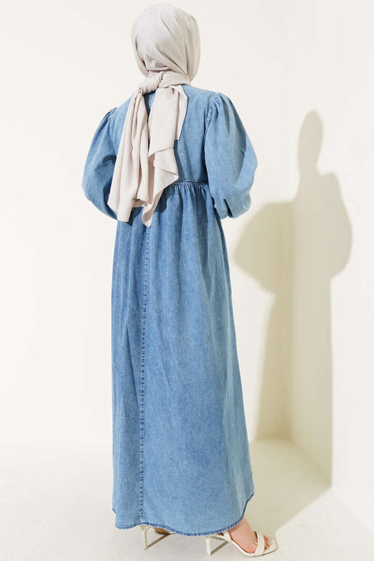 Robe en jean avec poches latérales, bleu jean