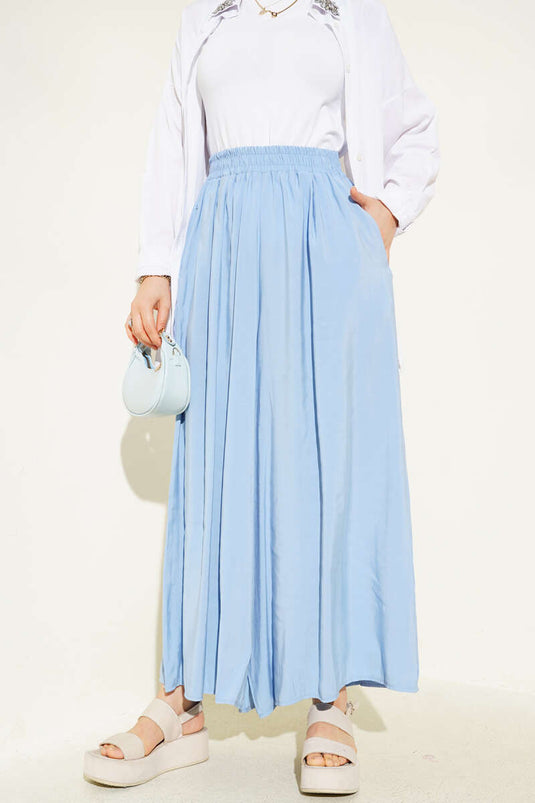 Pantalon décontracté en Tencel avec poches latérales Bleu bébé