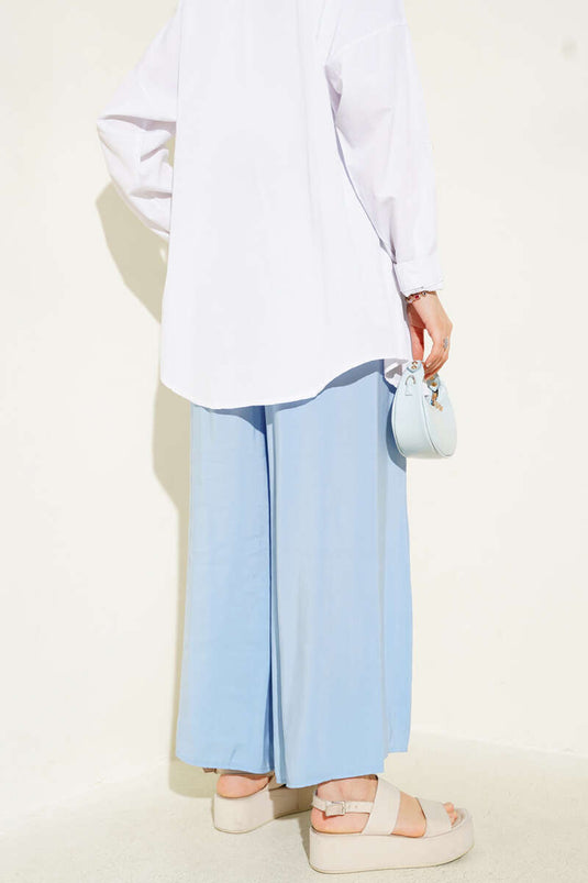 Pantalon décontracté en Tencel avec poches latérales Bleu bébé