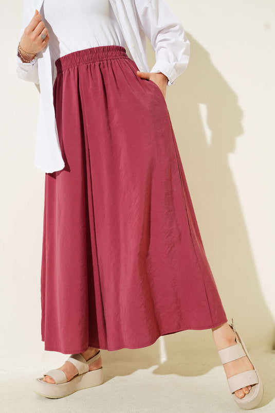 Yandan Cepli Salaş Tensel Pantolon Gül Kurusu