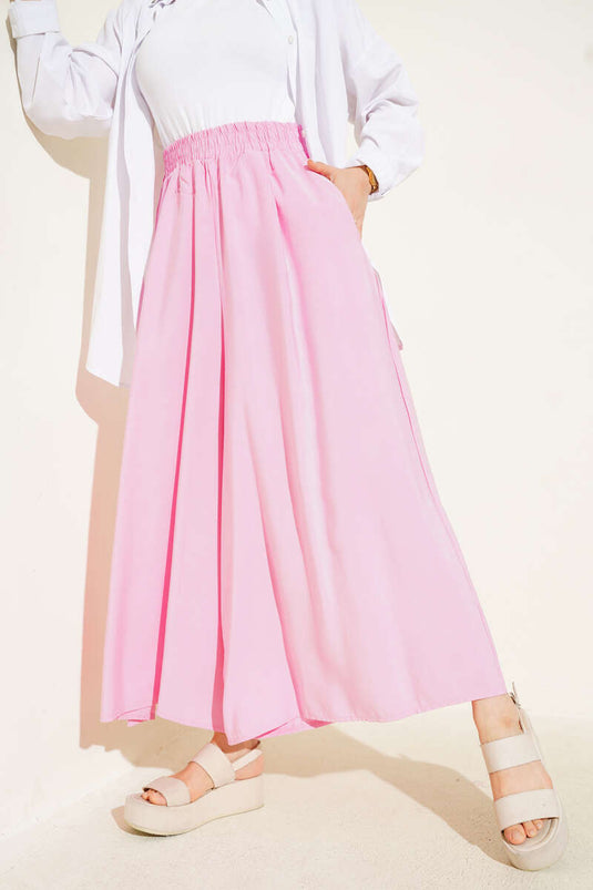 Casual Tencel Trousers with Side Pockets in Pink