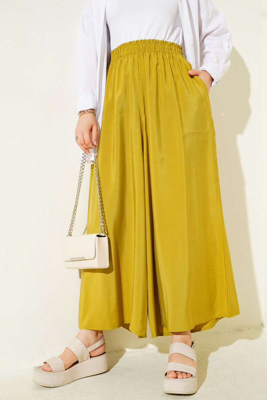 Yandan Cepli Salaş Tensel Pantolon Yağ Yeşili