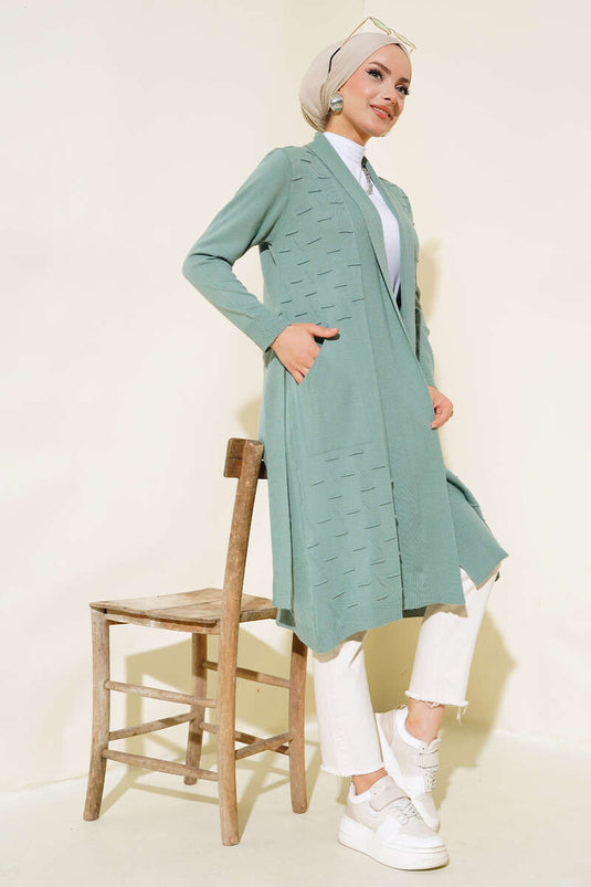 Gilet à lacets et coutures latérales, vert amande