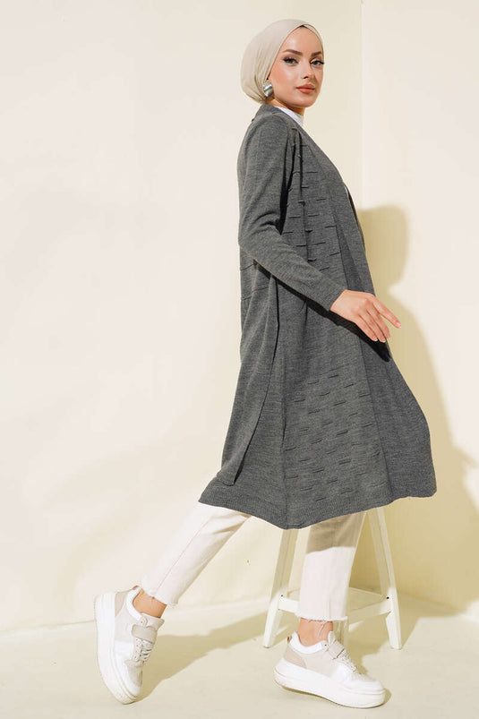 Gilet À Nouer Gris Fumé Avec Couture Latérale