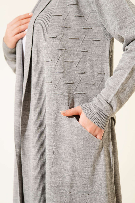 كارديجان رمادي اللون برباط جانبي