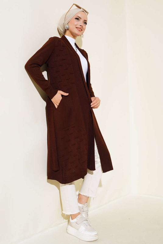 Gilet à lacets et coutures latérales, marron