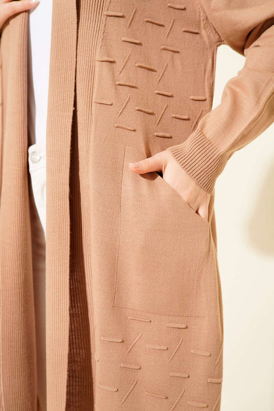 Side-Seam Laced Cardigan Latte