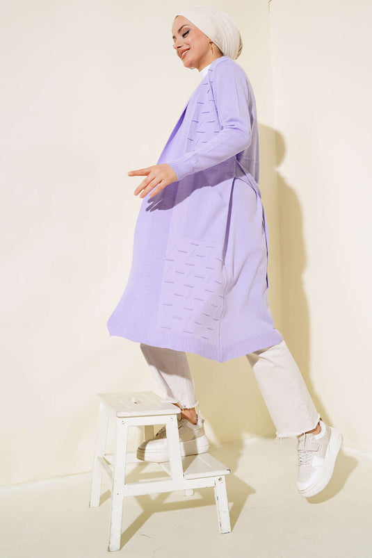 Gilet lilas à lacets et coutures latérales