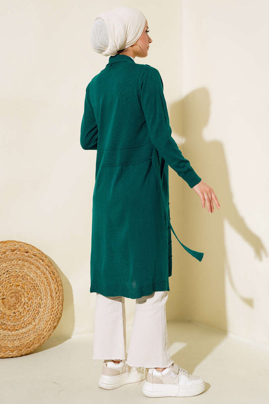 Gilet à lacets sur le côté, couleur émeraude