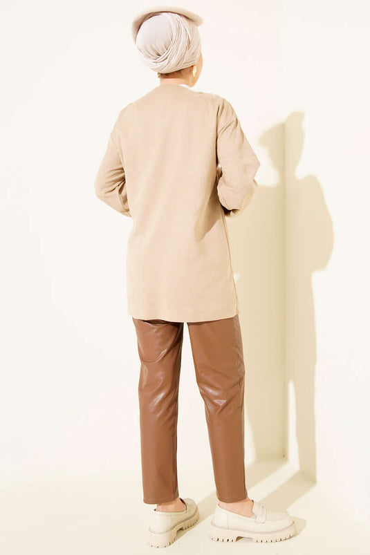 Seitlich gebundene Tunika Stein