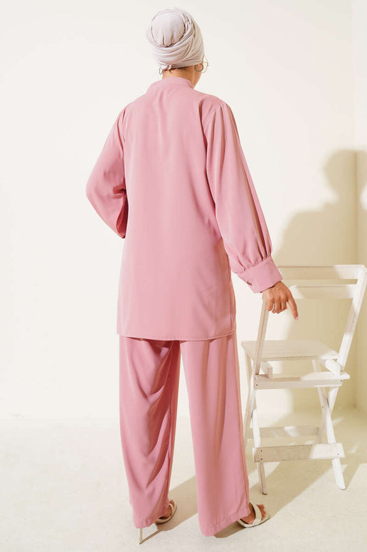 Side Belt Detailed Two Piece Set Powder