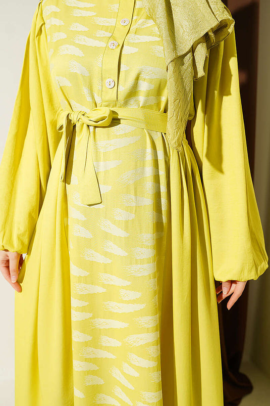 Robe Jacquard Plissée Côté Jaune