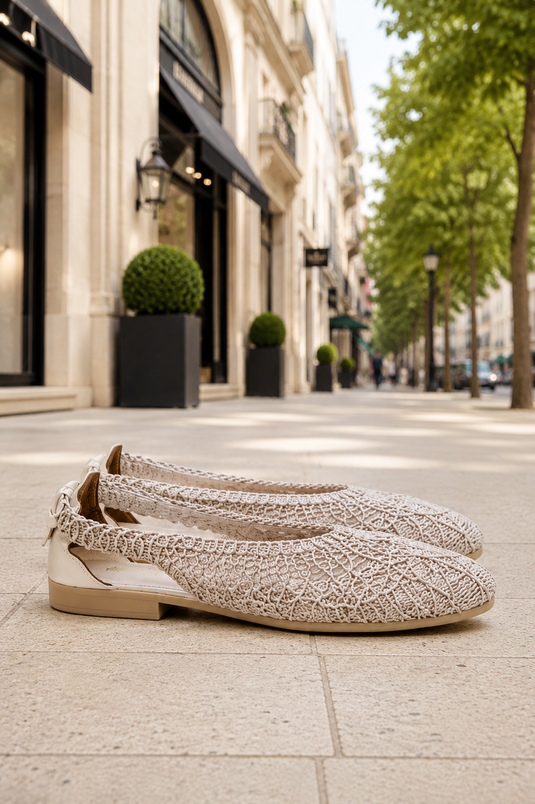 Beige Offene-Back Geflochtene Babette