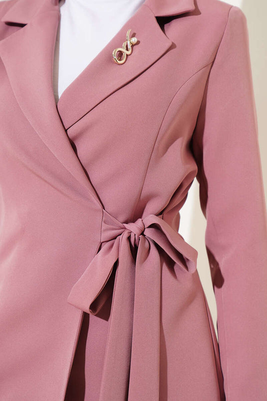 Costume double avec veste à nouer sur le côté, Dusty Rose