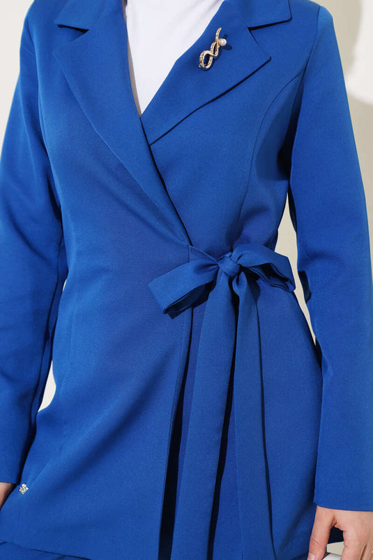 Costume double avec veste à nouer sur le côté Indigo