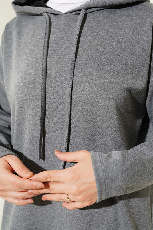 Traje doble con capucha y lazo lateral Gris Melange