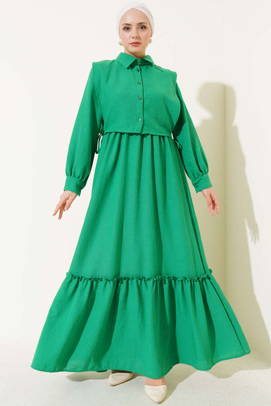 Side Tie Vest Waist Elastic Dress Benetton