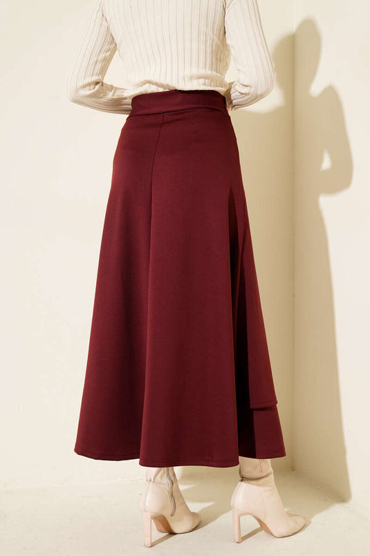 تنورة سكوبا بحبل جانبي لون خمري