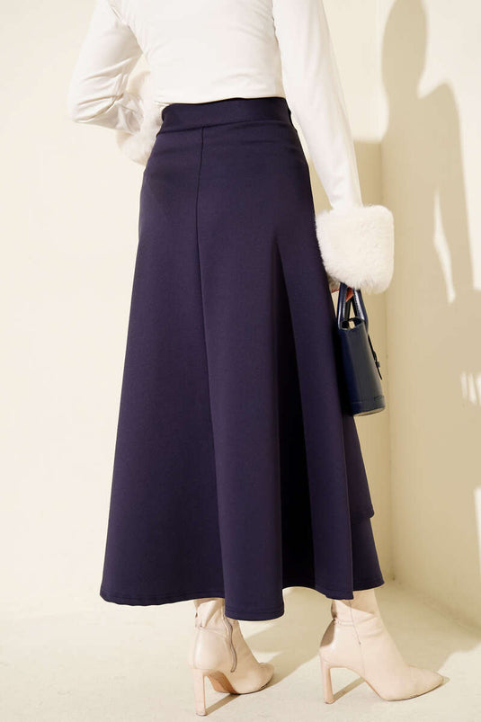 تنورة سكوبا بحبل جانبي باللون الأزرق الداكن