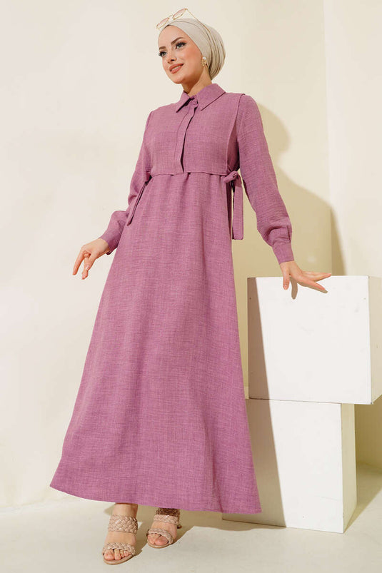 فستان برباط جانبي أرجواني