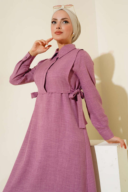 فستان برباط جانبي أرجواني