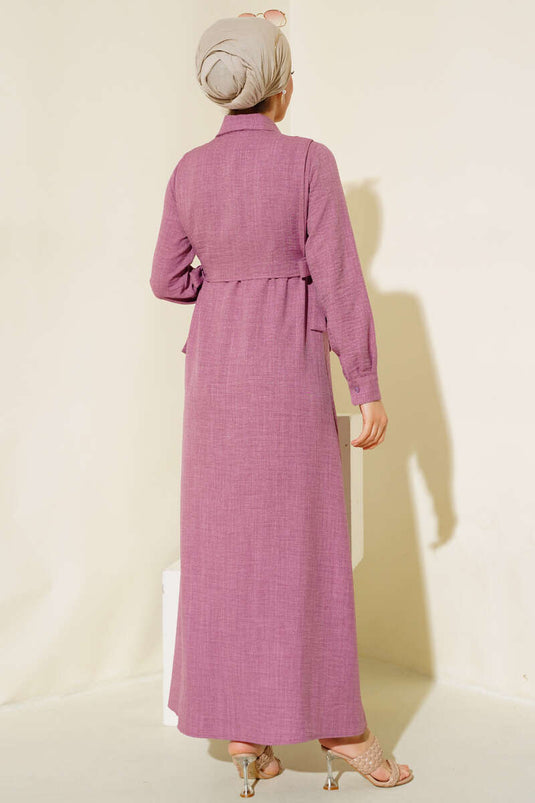 فستان برباط جانبي أرجواني