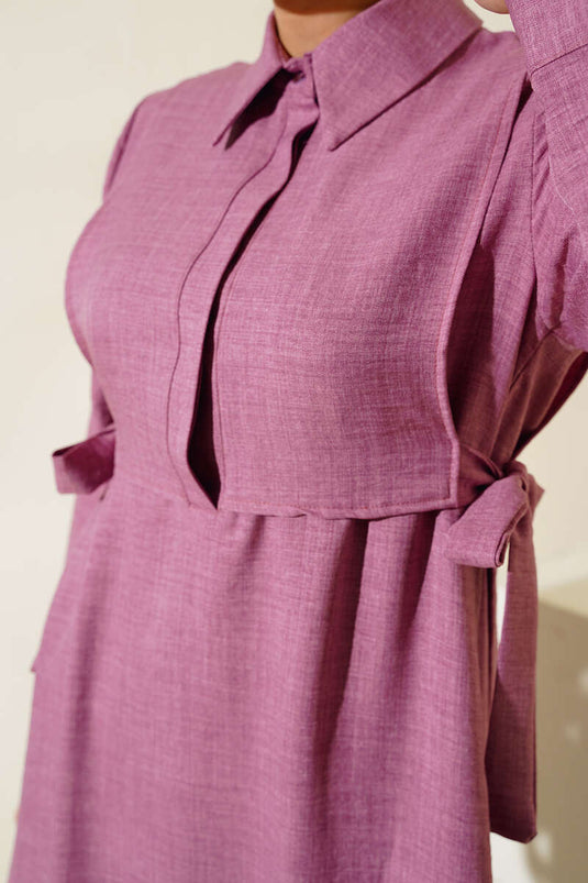 فستان برباط جانبي أرجواني