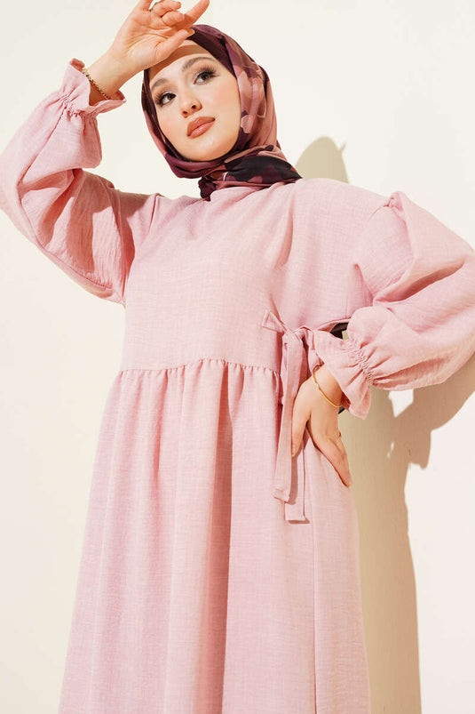 Side-Tied Flared Dress in Dusty Rose